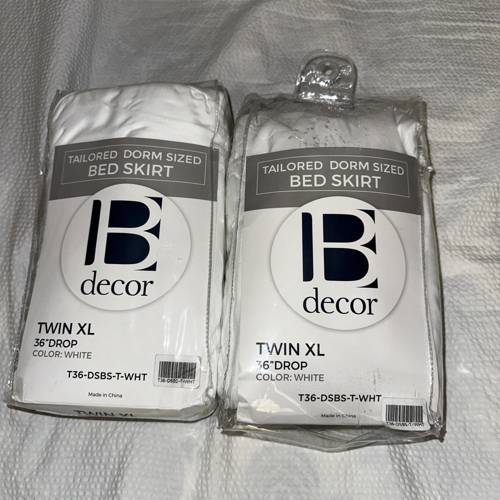 B Decor Twin XL Lofted Bed‎ Dorm Skirt White Tailored 36" Drop White (2)